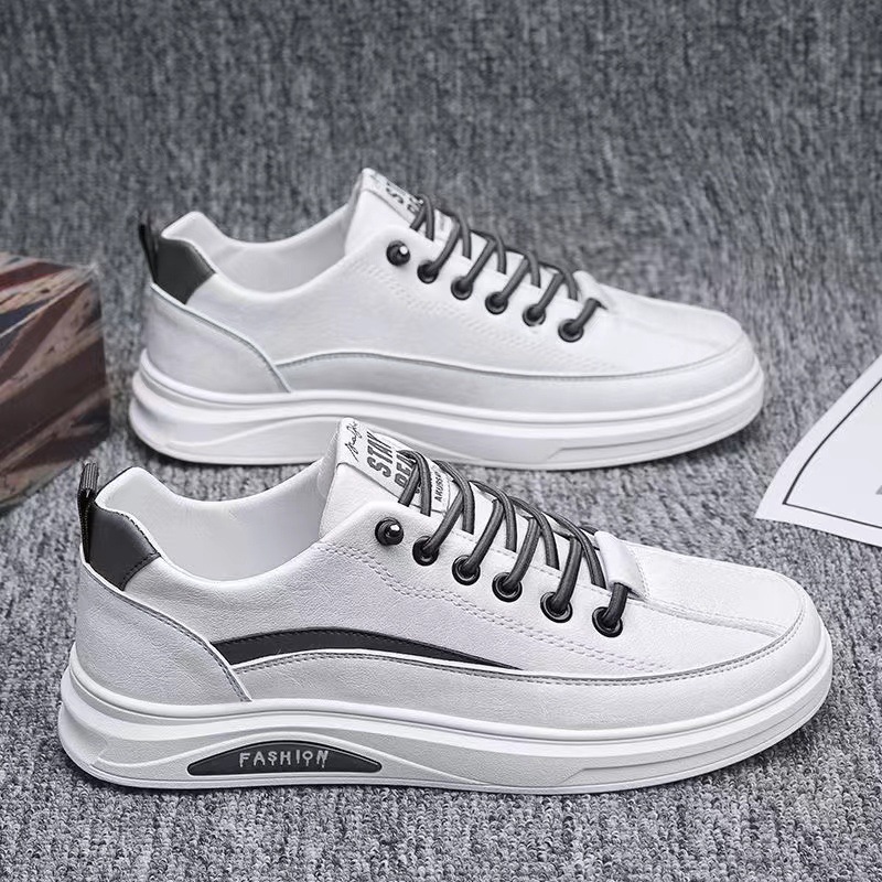 Men's sneakers, leather upper, comfortable and versatile, trendy shoes, soft sole, comfortable and breathable, low-top lace-up, fashionable sports shoes, casual shoes Specification drawing