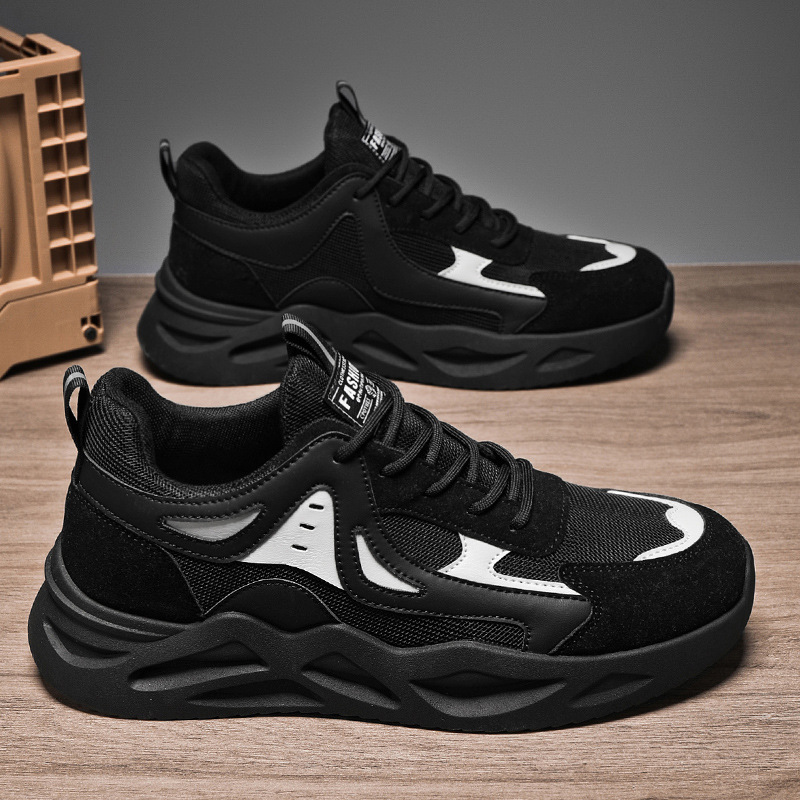 New men's shoes for spring 2025: Breathable mesh shoes, men's sports shoes, trendy and versatile thick-soled casual dad shoes Specification drawing