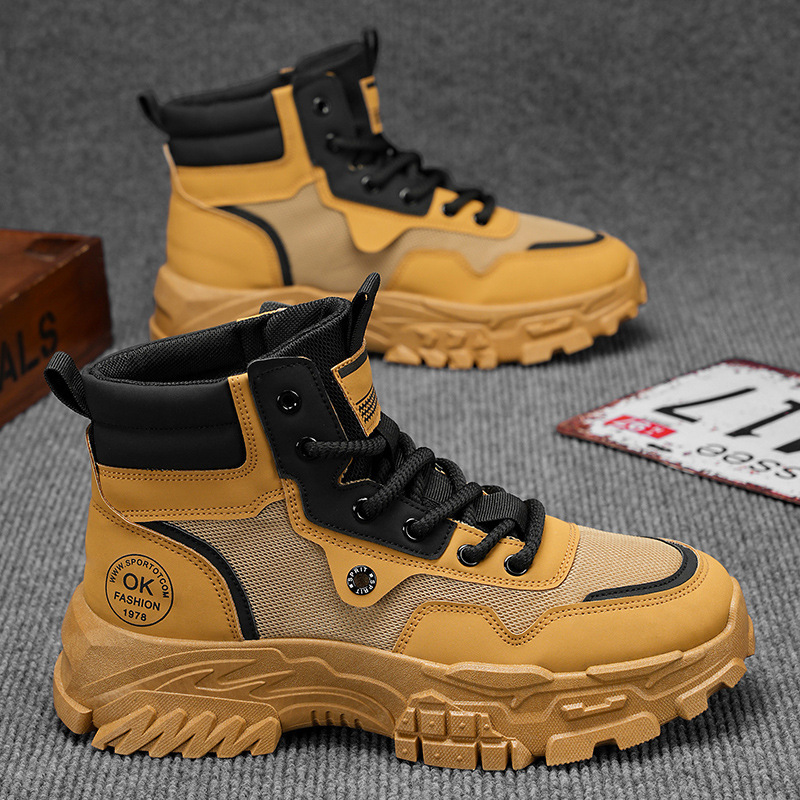 Martin Boots Men's autumn and winter new high-cut workwear shoes men's trendy and versatile thick-soled sports shoes casual ankle boots full figure