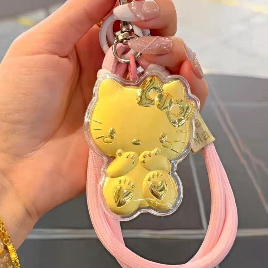 One-piece consignment cat phone chain imitation gold 999 keychain pure gold Kt cat bag pendant Hello Kitty pendant Specification drawing