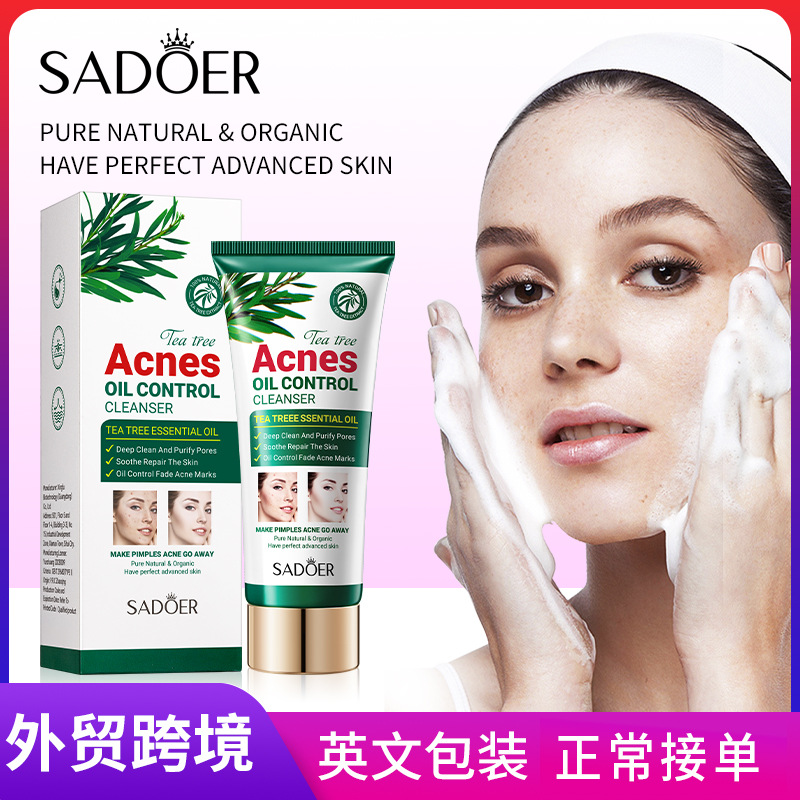 SADOER Tea Tree Acne and Oil Control Facial Cleanser, gentle cleansing and acne removal student Facial Cleanser, cross-border wholesale full figure