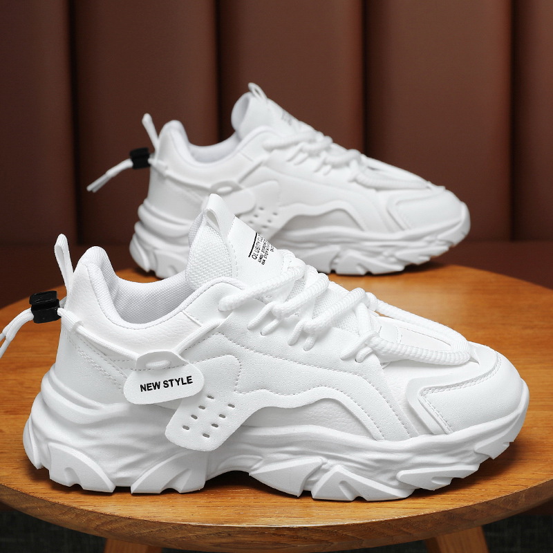 New breathable men's shoes for spring, trendy and versatile men's style, black sneakers with insole height increase, casual dad shoes for men details Picture