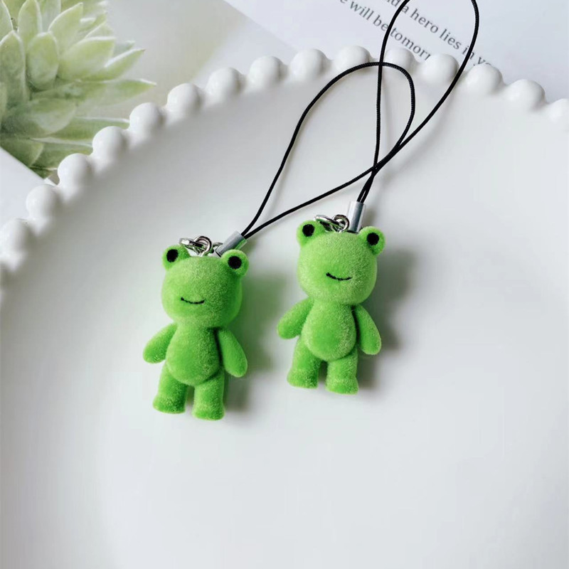 Ins-style cute and unique frog pendant, mini three-dimensional plush animal phone pendant chain, couple USB flash drive bag pendant Specification drawing