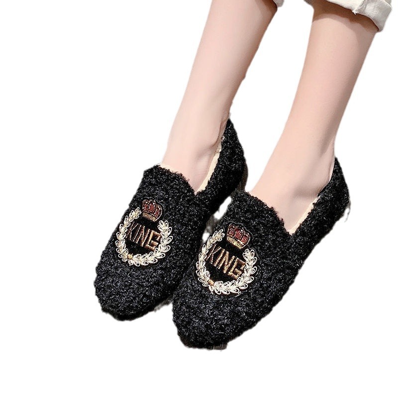 Autumn and winter new style woolen shoes for women, Korean style popular women's shoes, solid color cotton shoes, soft-soled and fleece women's shoes, one-piece consignment Item Picture