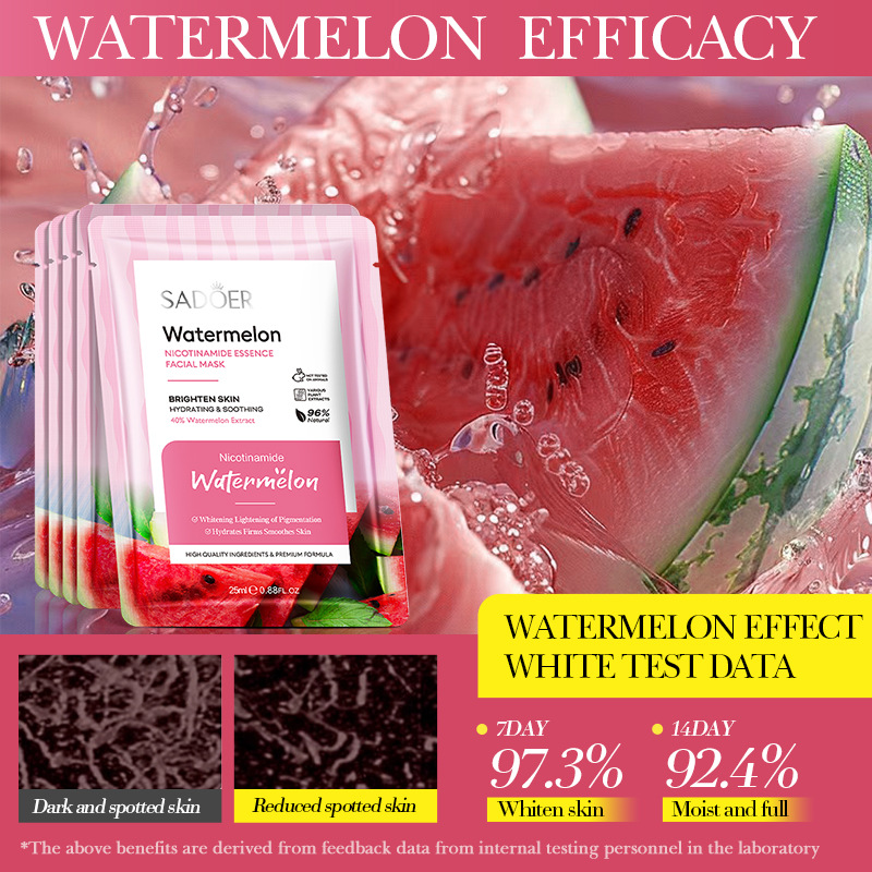 Cross-border export wholesale of SADOER Watermelon Nicotinamide Essence Mask for hydrating, Moisturizing and hydrating Specification drawing