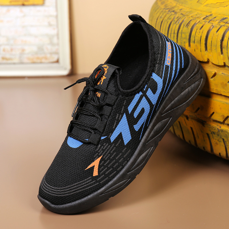 2025 Fashion new textile category injection-molded shoes, black front lace-up fly weave low-top sporty in stock, round toe Specification drawing