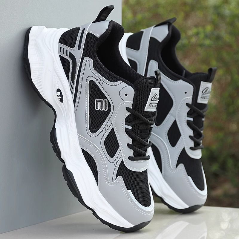 New men's shoes for Spring 2025: Breathable mesh shoes for men, trendy and versatile thick-soled sports shoes, casual dad shoes for men full figure