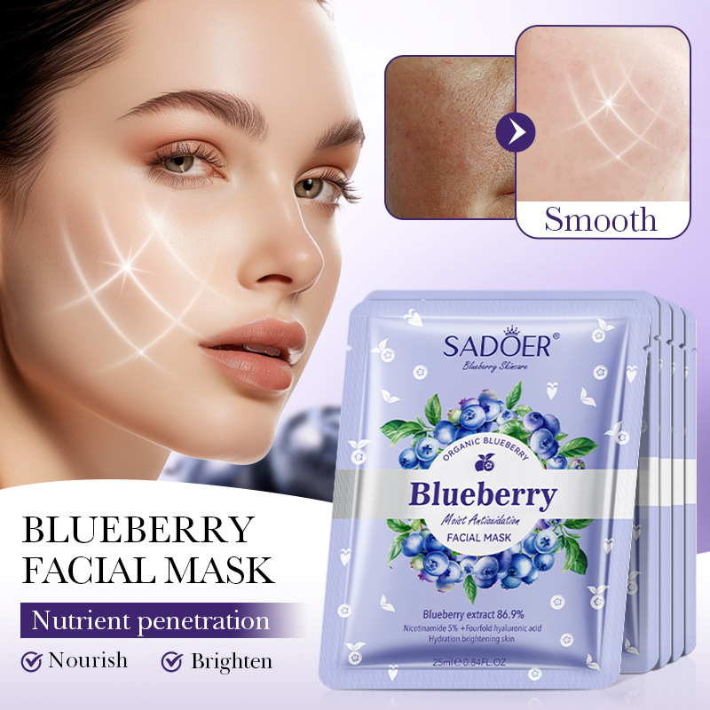 Cross-border wholesale of SADOER blueberry Hyaluronic Acid Moisturizing and Antioxidant Facial mask in English details Picture