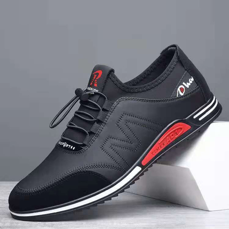 2025 Spring and Autumn new men's sporty and casual leather shoes, Korean version, fashionable and versatile, youth trendy shoes, board shoes, breathable men's shoes full figure