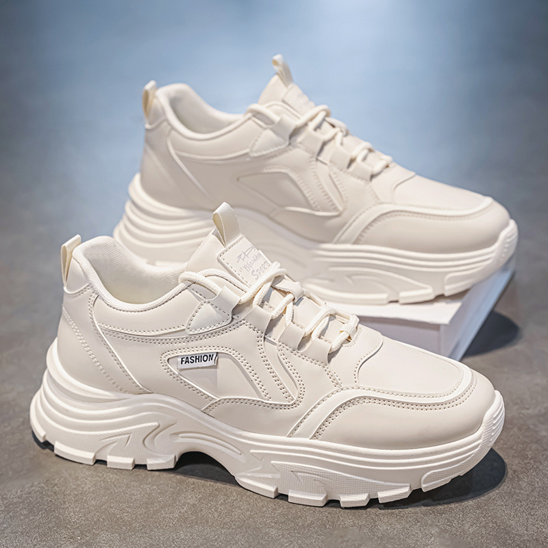 Autumn new breathable white sneakers for men, Korean style, trendy and versatile thick-soled sports shoes, casual running dad shoes for men Specification drawing