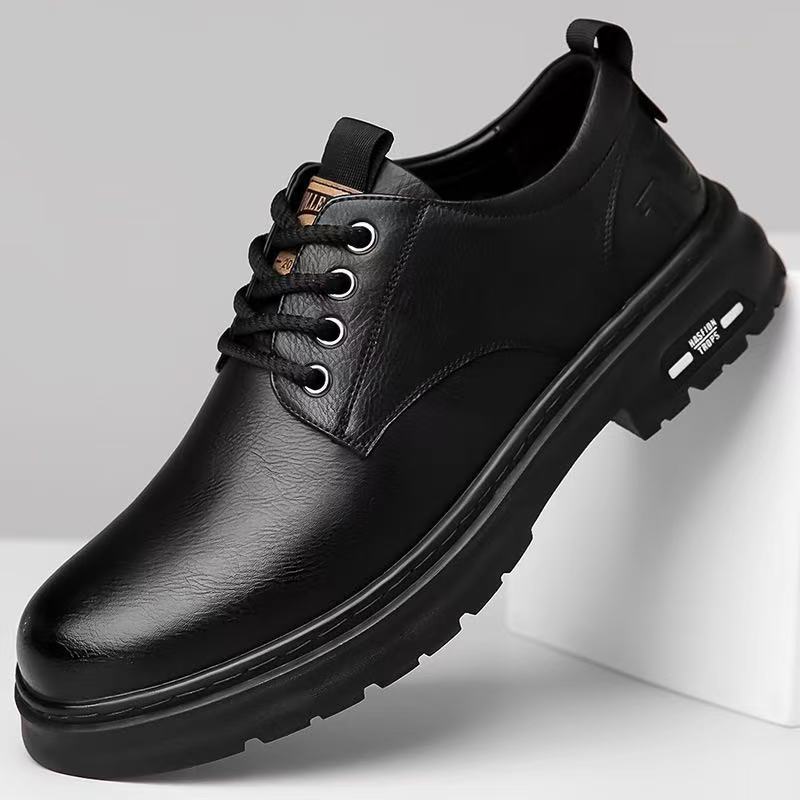 Autumn's new men's handcrafted business casual leather shoes, men's retro workwear large-head lace-up soft sole breathable leather shoes Specification drawing