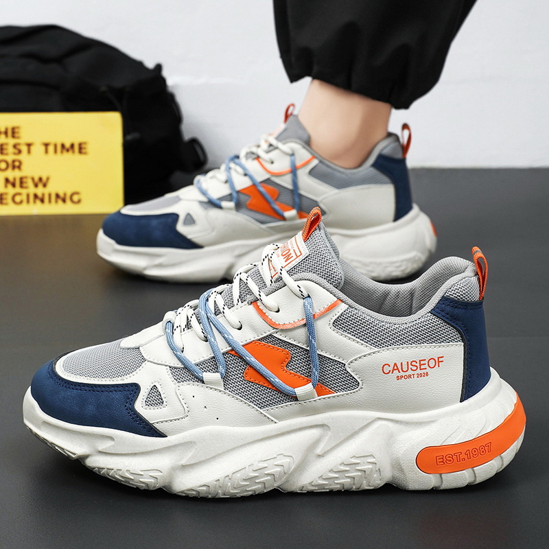 New breathable sports shoes for men in spring, Korean style trendy and versatile thick-soled casual shoes, running dad shoes for men Application Scenario