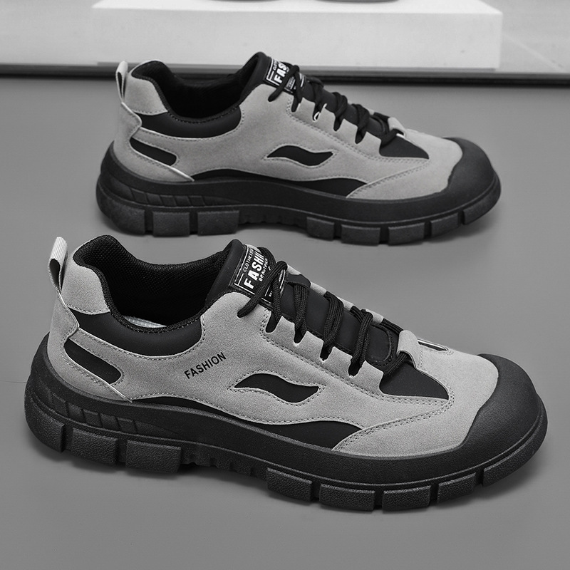 Spring new men's hiking shoes, breathable, anti-slip and wear-resistant work shoes for construction sites, sports, casual and labor protection shoes for men details Picture