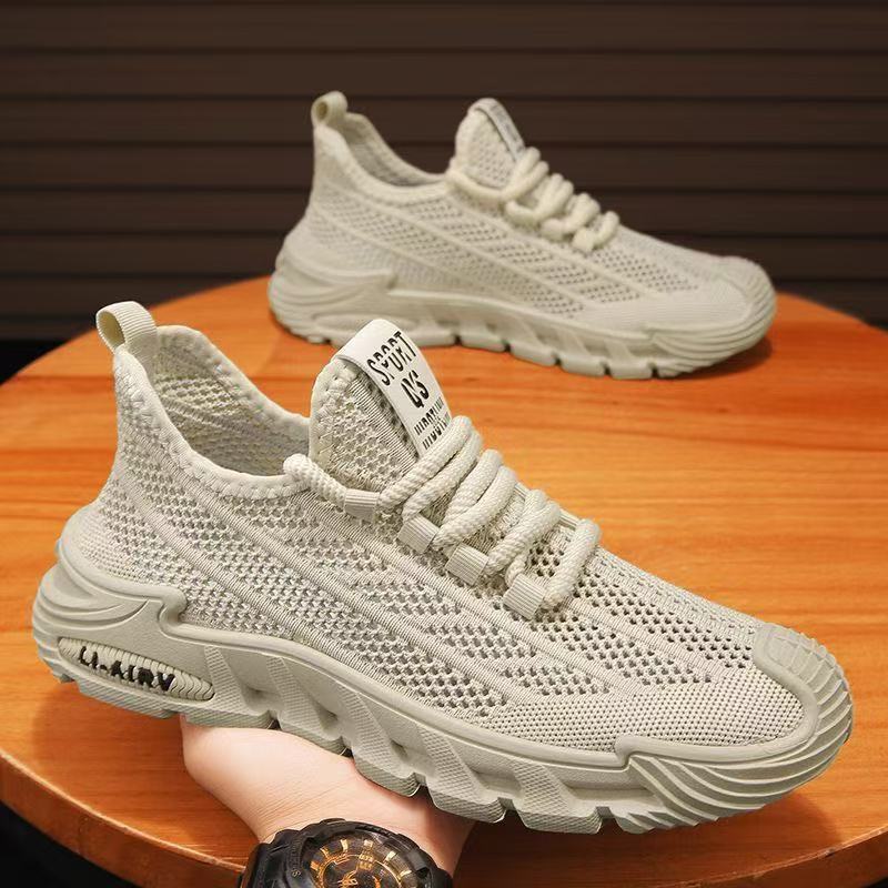 2025 Coconut Shoes Men's Summer New Breathable perforated Mesh Shoes Men's trendy and versatile sports shoes Casual Dad full figure