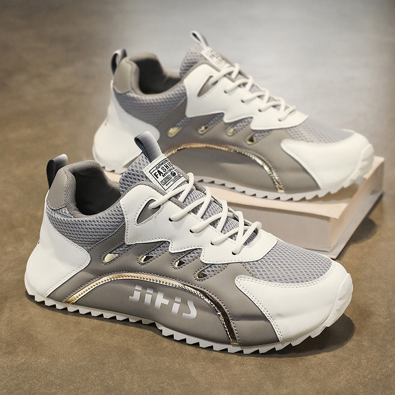 New breathable mesh shoes for men in summer, Korean style trendy and versatile soft-soled sports shoes, casual dad trendy shoes full figure