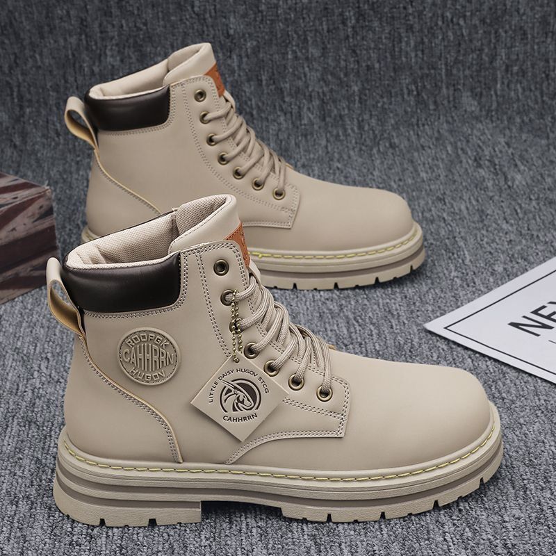 Big Yellow Boots 2024 Autumn and winter men's Martin boots Work clothes waterproof and anti-slip hiking shoes Construction site wear-resistant safety shoes full figure