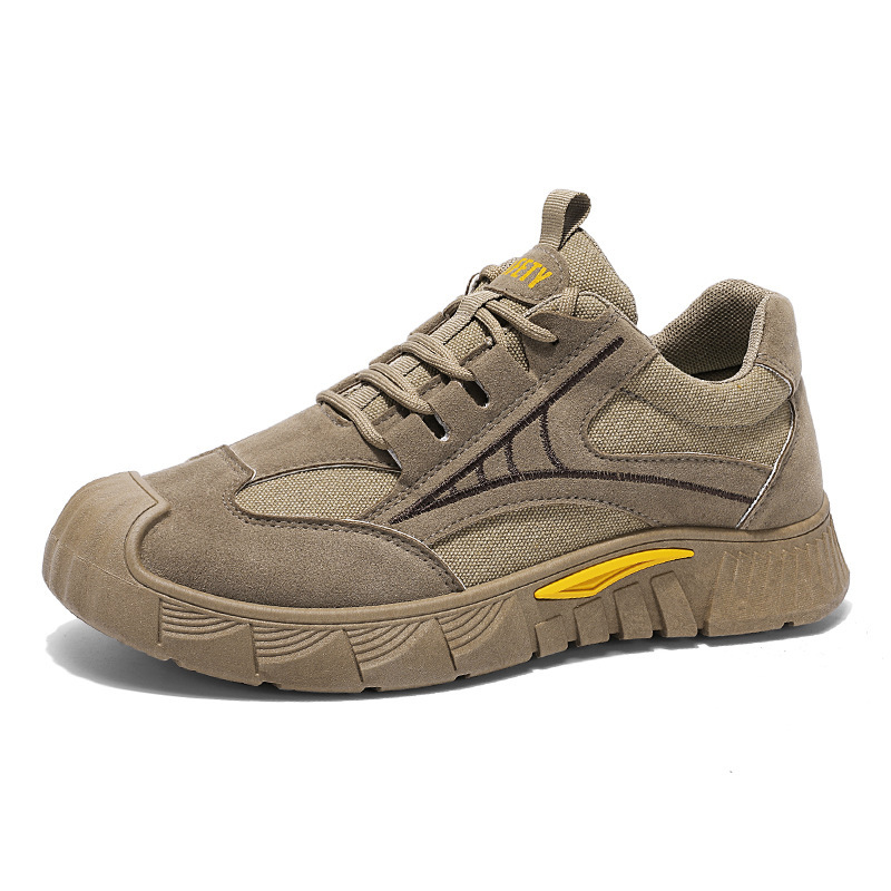 Spring new style of men's safety shoes, breathable, anti-slip and wear-resistant sports shoes for construction site work, casual cross-border work shoes for men Item Picture