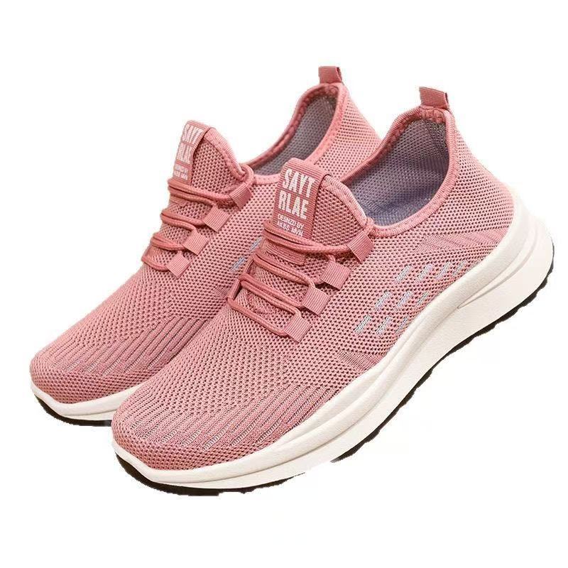 Autumn new women's shoes: Breathable soft-soled single shoes, flying mesh shoes, lightweight and comfortable sports shoes, gift shoes, men's shoes Item Picture