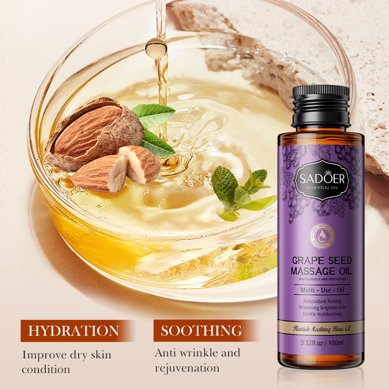 SADOER grape seed Oil Basic Massage Oil Moisturizing Skin and body essential oil cross-border export wholesale details Picture