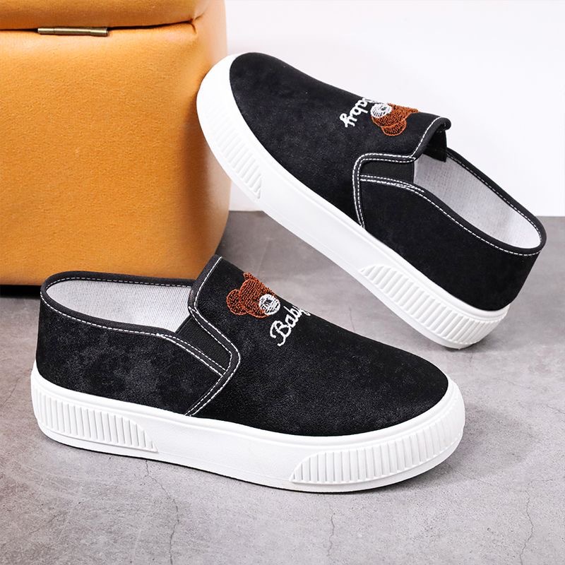 Little Bear One Foot Lazy Shoes for Women 2024 New Style Versatile set Breathable canvas shoes Casual Korean-style flat cloth shoes details Picture
