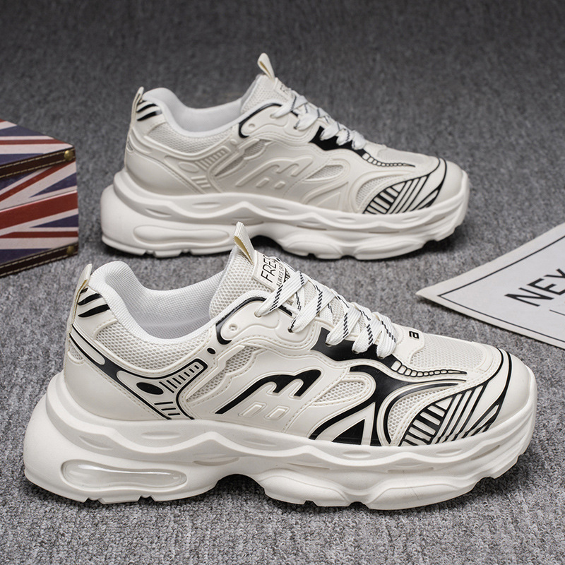 New men's shoes for Spring 2025: Breathable men's mesh sports shoes, trendy and versatile thick-soled casual dad shoes Specification drawing