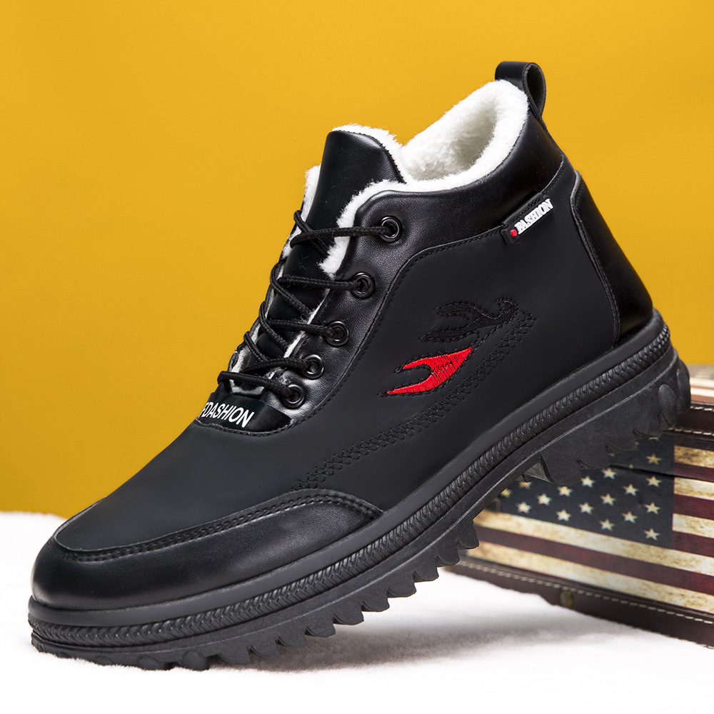 Winter fleece and thickened men's cotton shoes, comfortable, casual, cold-proof and warm dad shoes, soft-soled snow boots for middle-aged and elderly people full figure