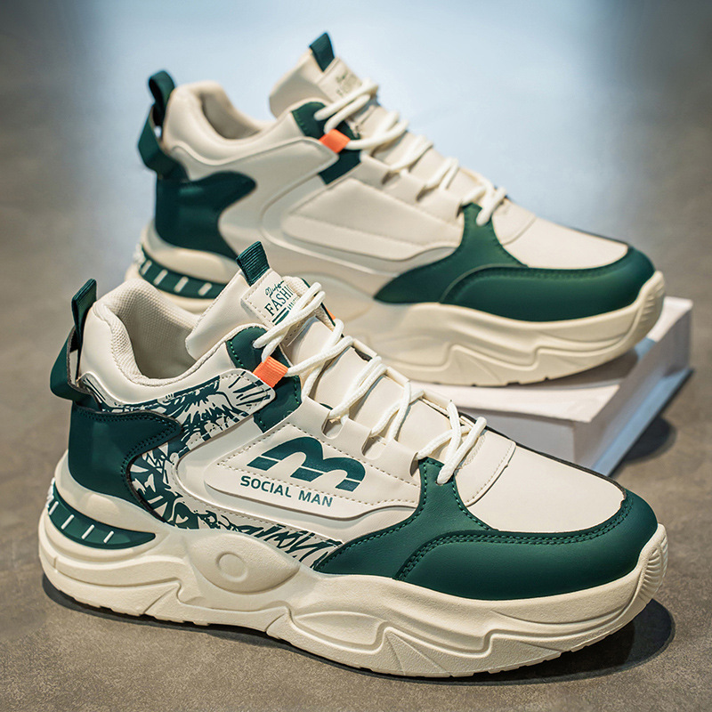 New breathable high-top white sneakers for men's shoes in autumn, trendy and versatile thick-soled casual dad shoes Application Scenario