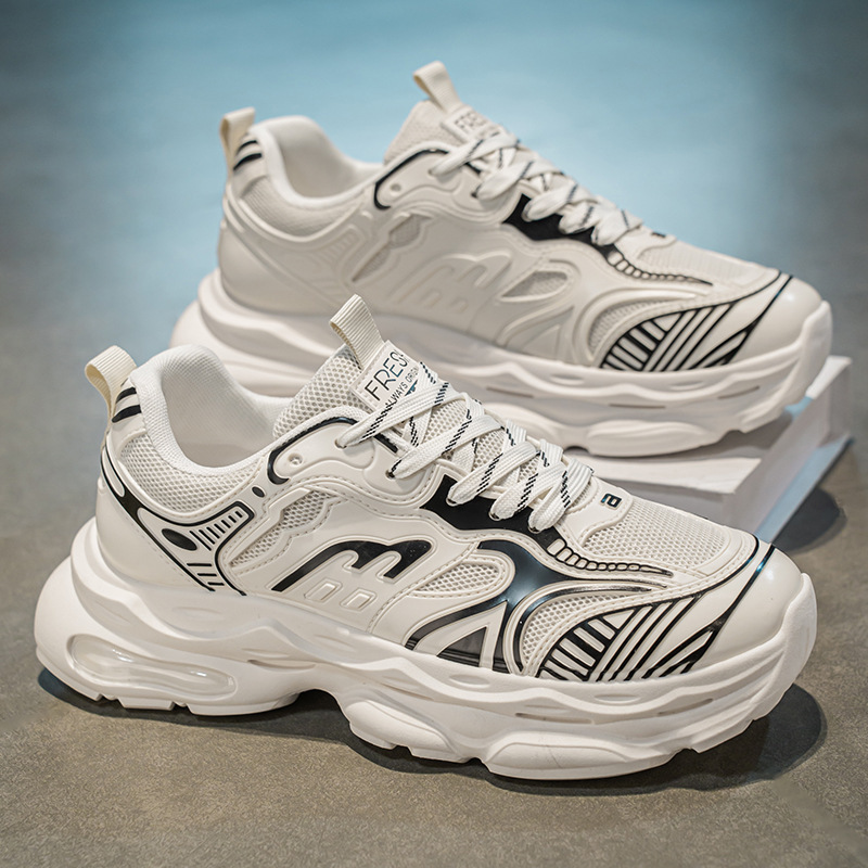 New men's shoes for Spring 2025: Breathable men's mesh sports shoes, trendy and versatile thick-soled casual dad shoes full figure