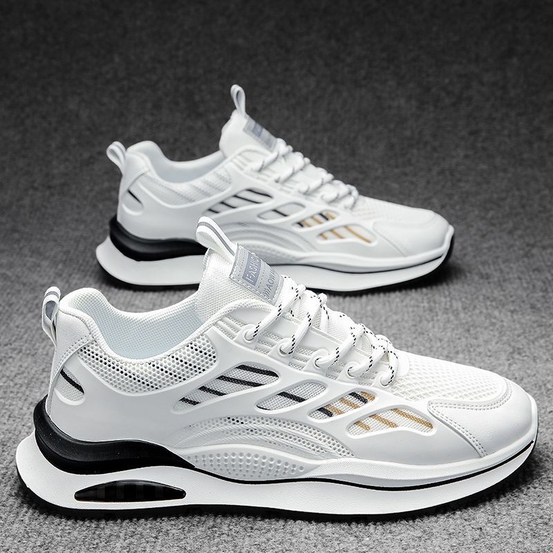 Summer men's breathable mesh sports shoes, men's Korean style versatile white sneakers, mesh shoes, running casual dad trendy shoes full figure