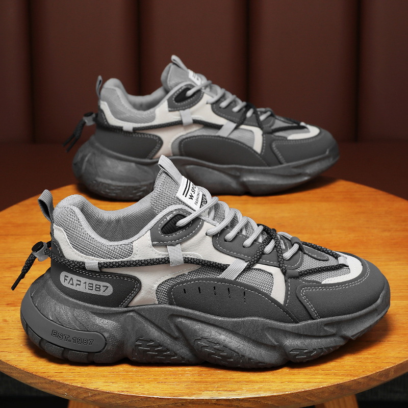 Spring new breathable mesh sports shoes for men, Korean style trendy and versatile, height-increasing running casual dad shoes details Picture