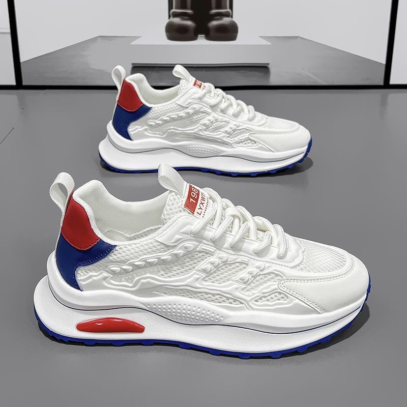 Summer men's shoes 2025 new breathable mesh white sneakers, men's trendy and versatile sports shoes, casual dad trendy shoes full figure