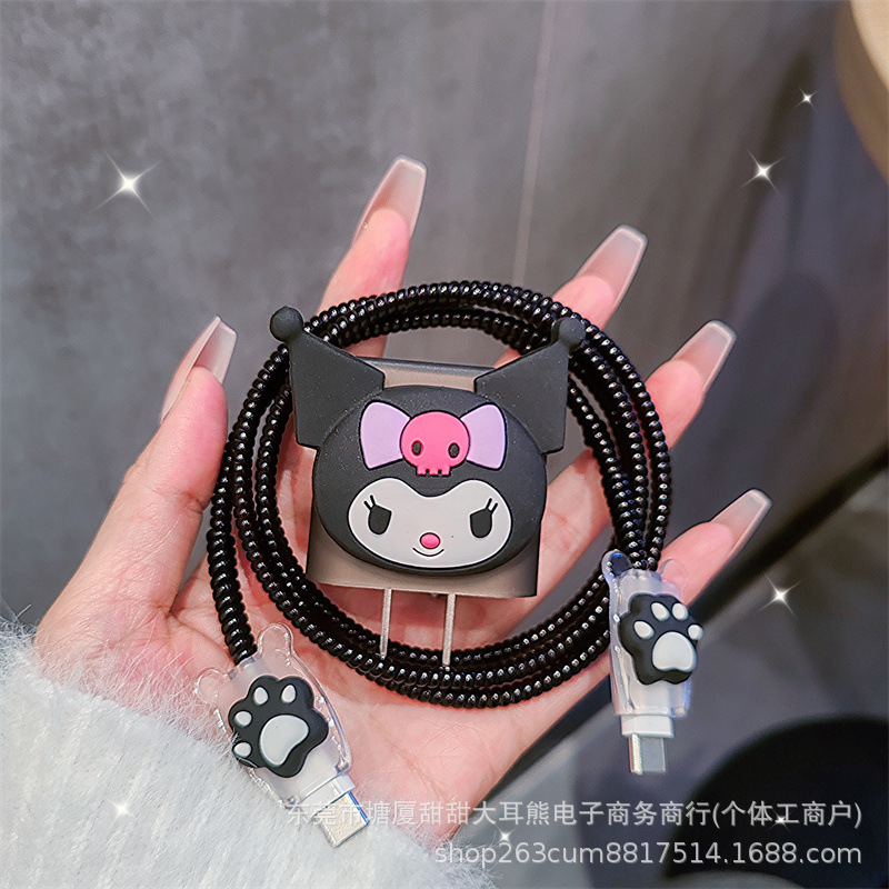 Cartoon data cable protective case, Apple 15promax phone charger case, ipad suitable for fast charging of iPhone14 Specification drawing