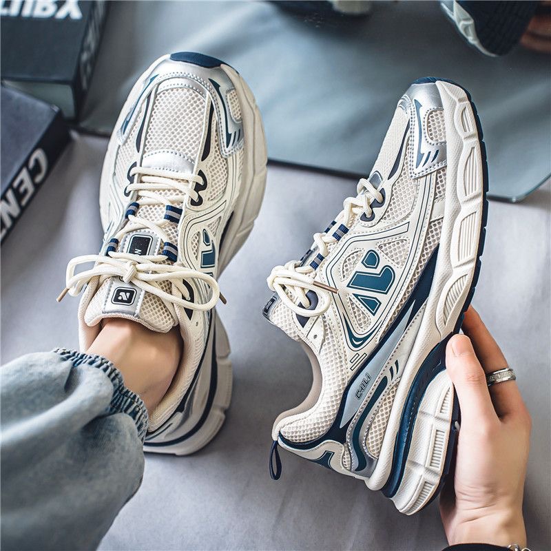 New breathable summer men's shoes, men's sports shoes, Korean style, trendy and versatile, thick-soled casual running dad shoes details Picture