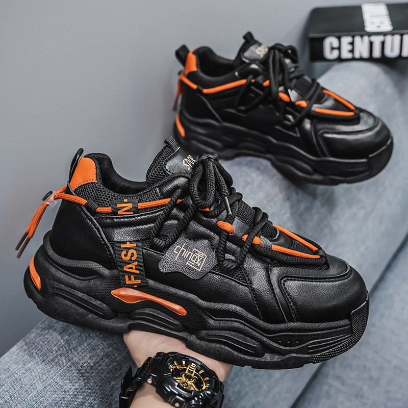 Spring new style of Chinese trend men's shoes: Breathable mesh shoes, versatile thick-soled sports shoes, casual dad trendy shoes details Picture