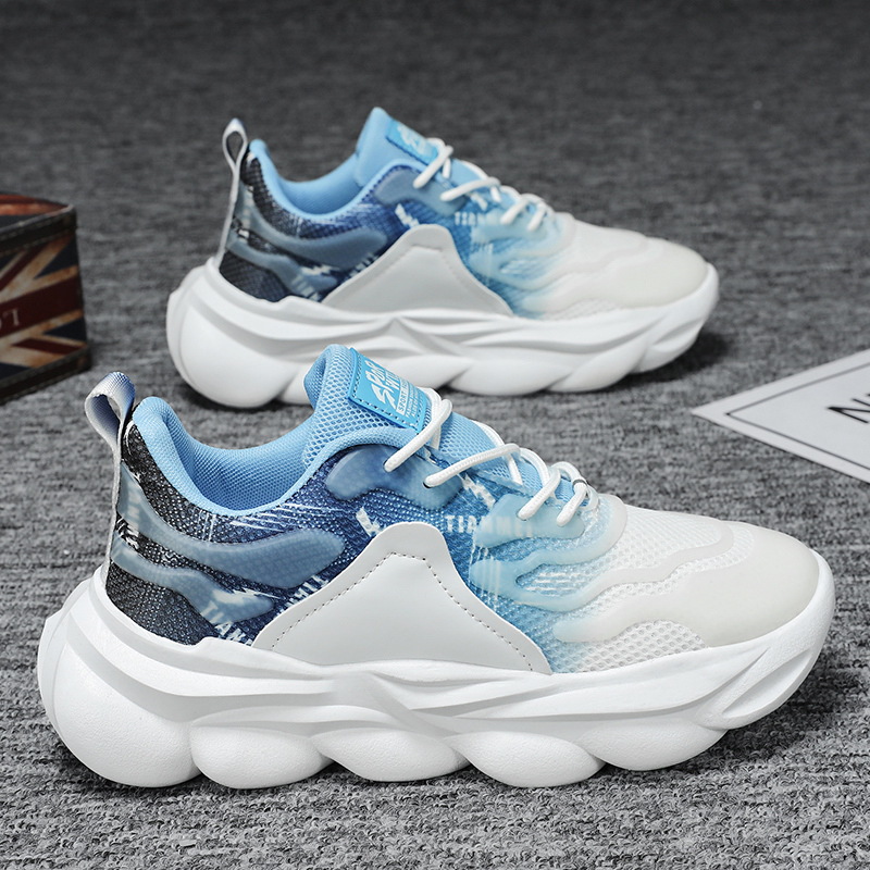 Summer men's shoes: Breathable mesh shoes, trendy and versatile thick-soled black sports shoes, casual running dad shoes Specification drawing