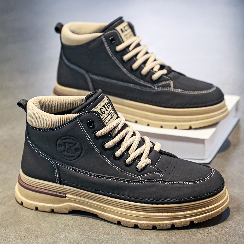 Martin Boots men's autumn new style British retro high-top workwear shoes, trendy and versatile thick-soled casual shoes, short boots Specification drawing