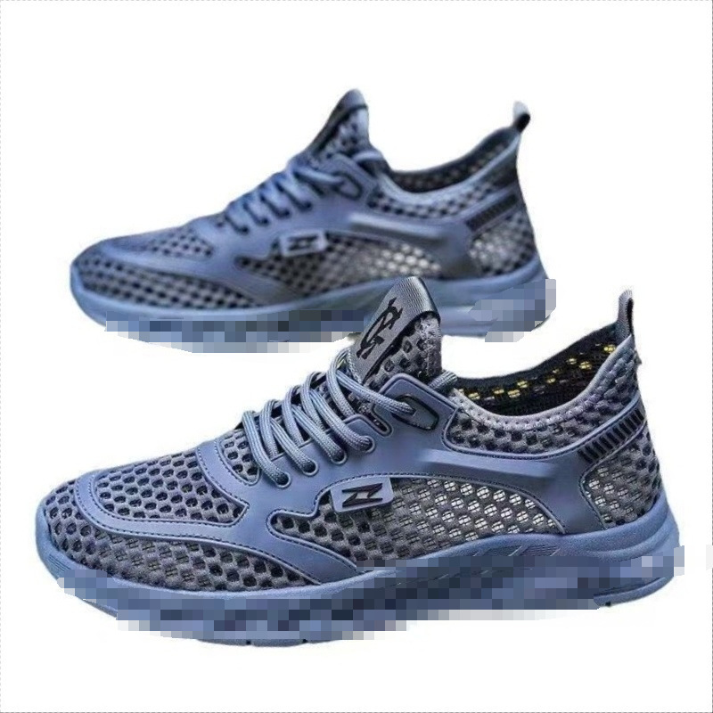Men's summer 2025 new style perforated breathable casual versatile net shoes, soft-soled durable running net surface sports trendy shoes Item Picture