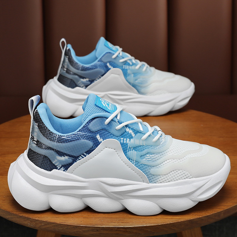 New summer men's shoes: Breathable mesh coconut shoes, trendy and versatile thick-soled sports shoes, casual running dad shoes full figure