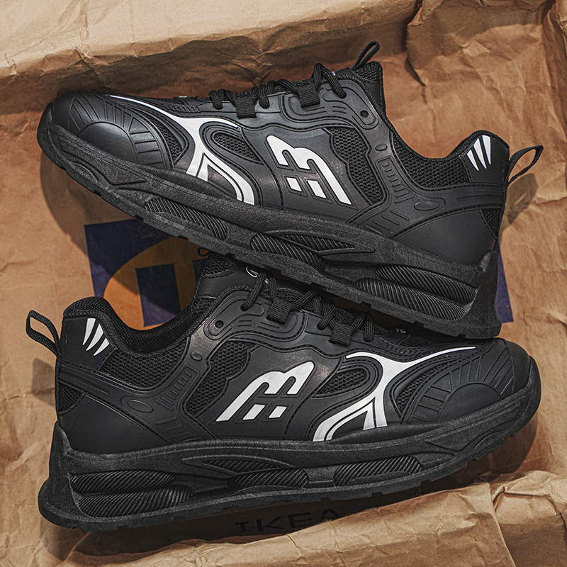 New breathable mesh shoes for men in autumn, men's sports shoes, Korean-style trendy and versatile thick-soled casual dad shoes details Picture