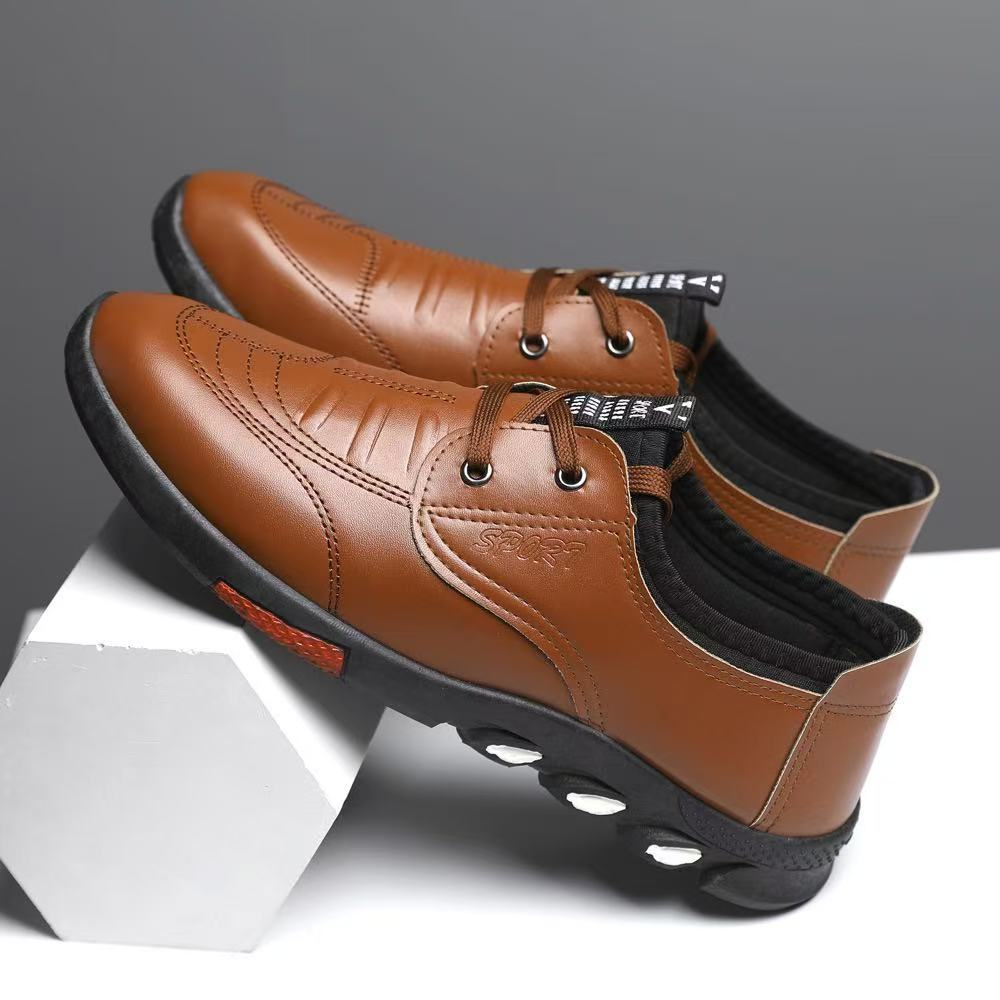 Leather shoes 2025 Autumn/Winter new men's leather shoes with soft soles, comfortable one-step men's casual shoes wholesale, versatile men's shoes details Picture