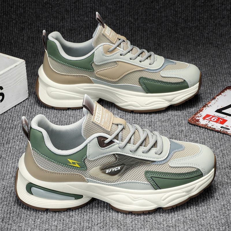 New breathable mesh men's sports shoes for autumn, trendy and versatile thick-soled anti-slip casual dad shoes Specification drawing