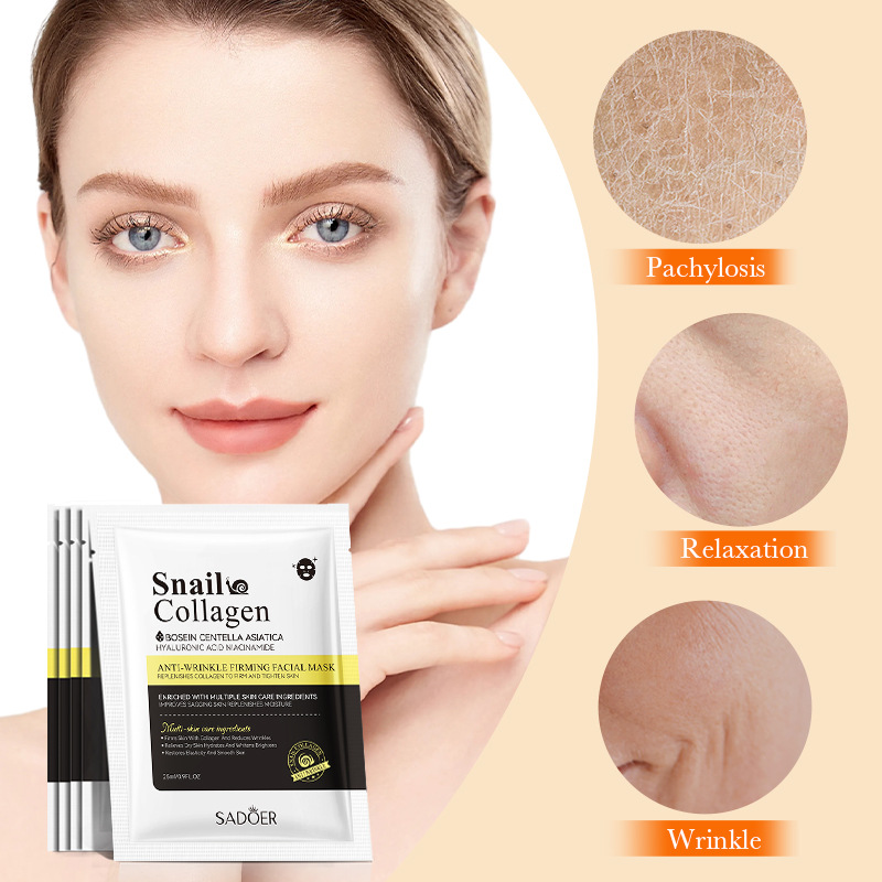 Cross-border wholesale of SADOER snail Collagen Anti-Wrinkle and Firming Facial mask in English Specification drawing