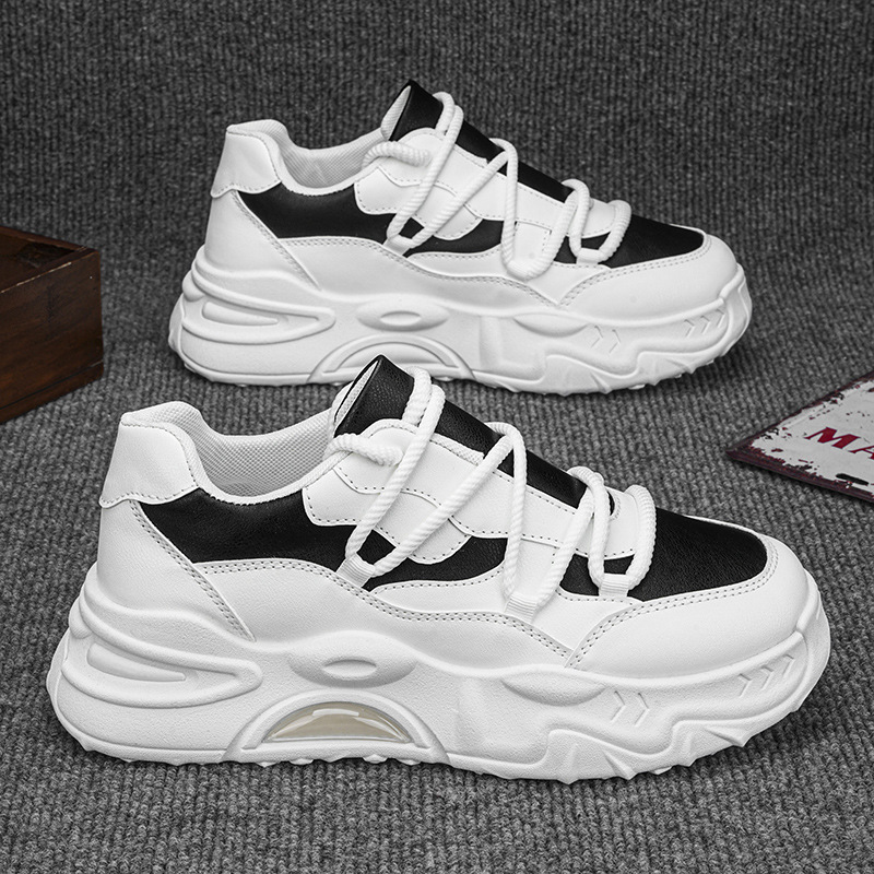 Men's shoes 2024 autumn new breathable white sneakers, men's sports shoes, trendy and versatile thick-soled casual dad trendy shoes Application Scenario