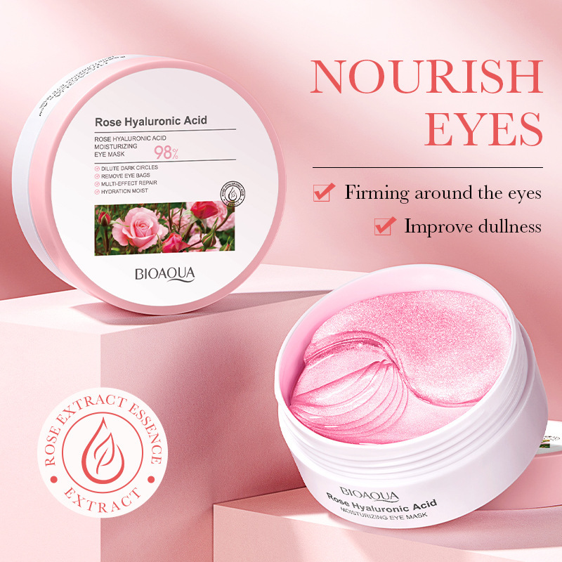 All-english BIOAOUA Rose Hyaluronic Acid Moisturizing Eye mask Eye Mask Cross-border export wholesale details Picture