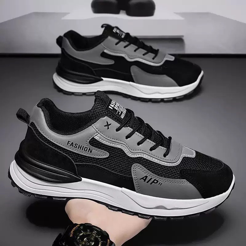 New breathable mesh shoes for men in summer, trendy and versatile thick-soled sports shoes, casual running dad shoes full figure
