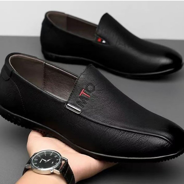 Spring casual shoes for men, 2025 new style men's leather shoes, casual one-step casual shoes, factory wholesale and export full figure
