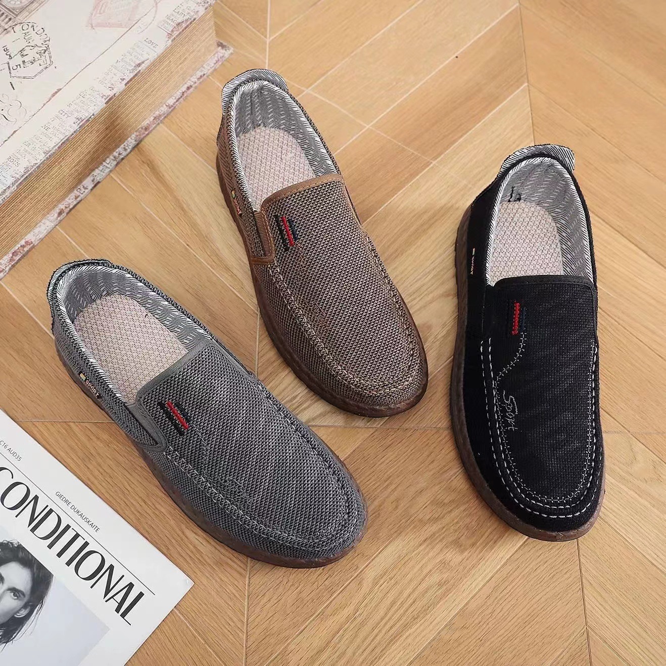 Men's shoes are set to be released in summer 2024. New men's casual shoes with soft soles and breathability. Old Beijing cloth shoes with soft soles. Wholesale of dad shoes Specification drawing