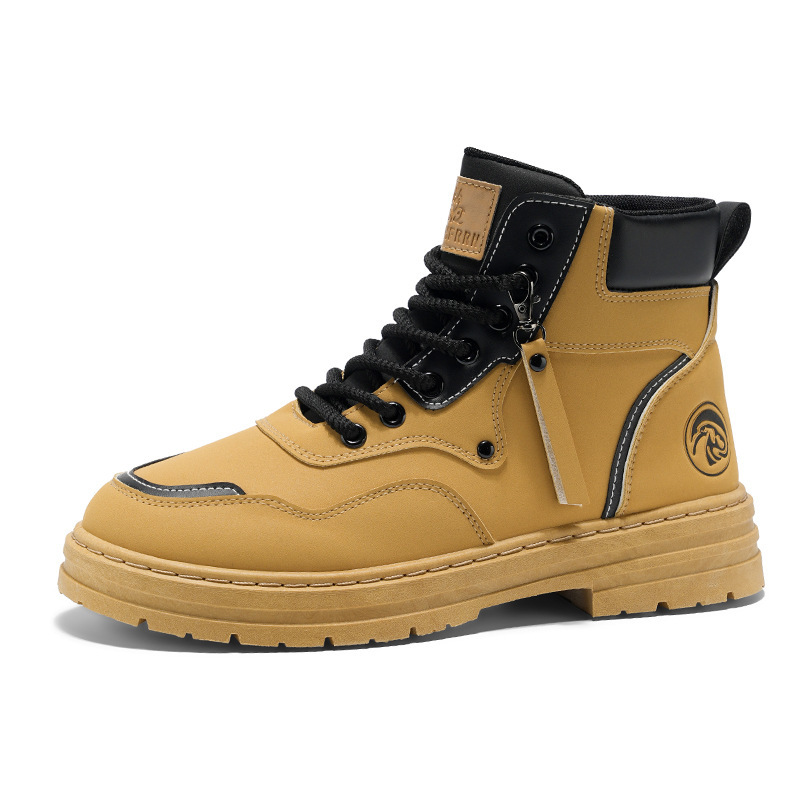 Martin boots Men's autumn men's shoes High-top British-style workwear big yellow boots men's trendy and versatile thick-soled short boots trendy shoes Item Picture