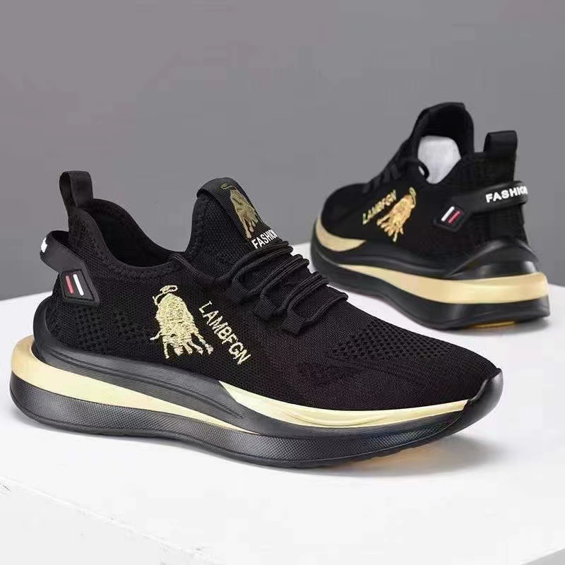 Men's 2024 Spring New men's sports shoes, popular flying woven breathable running shoes, casual men's shoes manufacturer wholesale details Picture