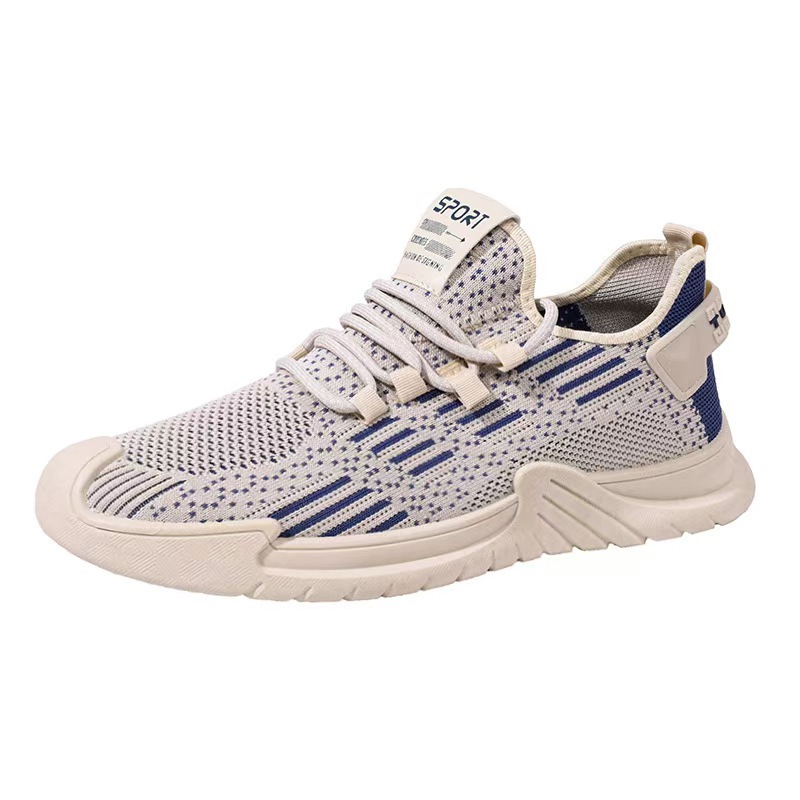 Summer men's sports shoes with breathable mesh, trendy bestsellers, non-smelly feet, casual shoes, running shoes, perforated mesh shoes, and flying woven shoes Item Picture